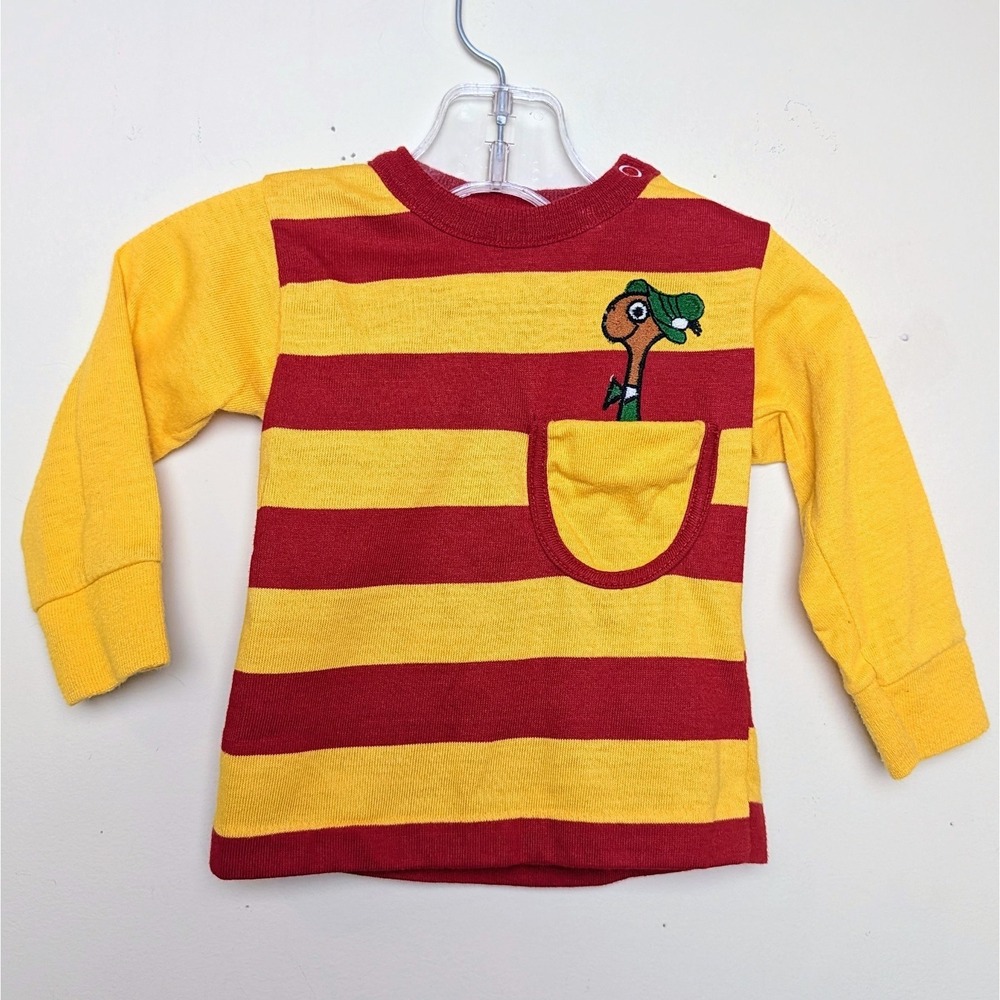 Vintage Richard Scarry Lowly Worm 1979 Striped Long Sleeve Shirt Size 12 Months
